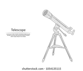 Abstract image the telescope in the form of lines and dots, consisting of triangles and geometric shapes. Low poly vector background. Vector illustration