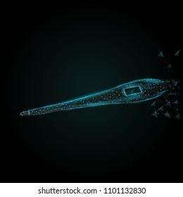 An abstract image of a thermometer in the form of a starry sky or space, consisting of lines, dots and figures in the form of stars