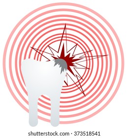 Abstract image of a toothache. The illustration on a white background.