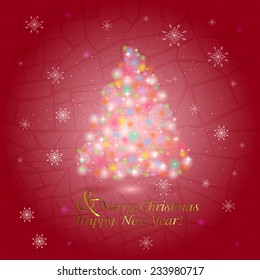 abstract image of a tree from glare and snow on pieces of ice