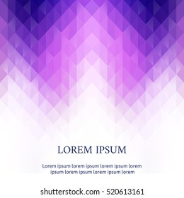 Abstract image of a triangle on a white background. Shades of amethyst. Isometric style. Empty space.