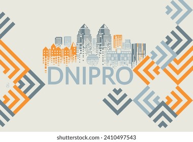 Abstract image of the Ukrainian city of Dnipro. A wonderful background for decoration.