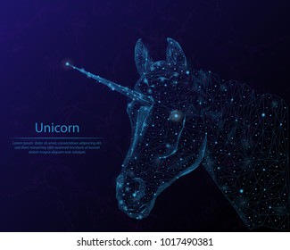 Abstract image unicorn in the form of constellations and starry sky, consisting of points and lines.