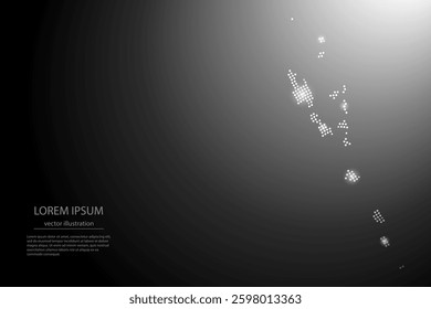 Abstract image Vanuatu map from point Gray and glowing stars on a dark background. Vector illustration eps 10.