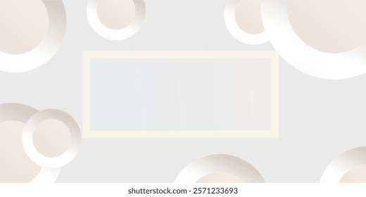 Abstract image of various sizes of off-white bowls and plates on a white background.  Minimalist modern graphic design element cutout style concept for banner, flyer, card, or brochure cover 