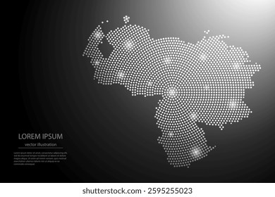 Abstract image Venezuela map from point Gray and glowing stars on a dark background. Vector illustration eps 10.