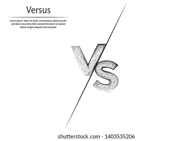 Abstract image Versus in the form of lines and dots, consisting of triangles and geometric shapes. Low poly vector background.