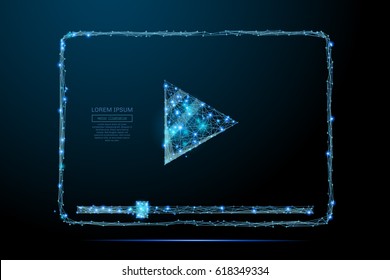 Abstract image of a Video codec low poly in the form of a starry sky or space, consisting of points, lines, and shapes in the form of planets, stars and the universe. Vector wireframe concept.