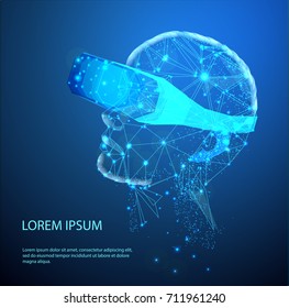 Abstract image of a virtual reality in the form of a starry sky or space, consisting of points, lines, and shapes in the form of planets, stars and the universe. Vector technology concept.