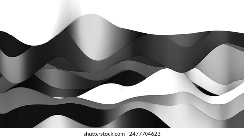 Imagen Abstractas de líneas onduladas en degradado gris. ILUSTRACIÓN VECTORIAL .