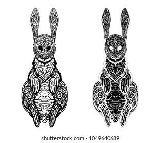 Abstract image of wild hare for printing on T-shirts, bags, cups, stickers and for tattoos