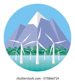 Abstract image of a wind power plant. Vector background.
