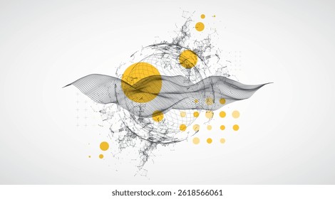 Abstract image of a wireframe sphere with a plexus effect. Science and technology creative theme. Vector.