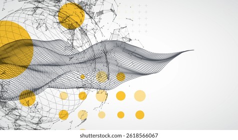 Abstract image of a wireframe sphere with a plexus effect. Science and technology creative theme. Vector.