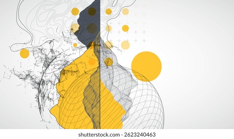 Abstract image of a wireframe sphere with a plexus effect. Science and technology creative theme. Vector.