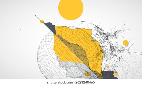 Abstract image of a wireframe sphere with a plexus effect. Science and technology creative theme. Vector.