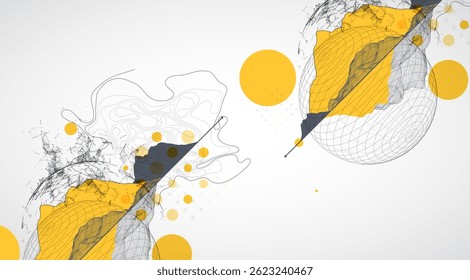 Abstract image of a wireframe sphere with a plexus effect. Science and technology creative theme. Vector.