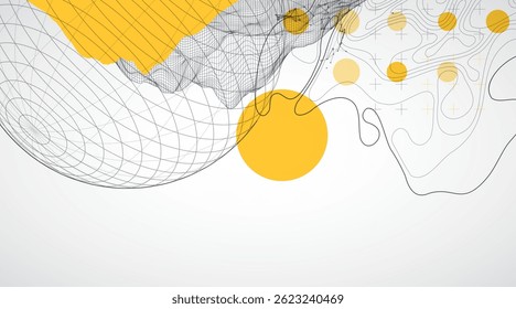 Abstract image of a wireframe sphere with a plexus effect. Science and technology creative theme. Vector.