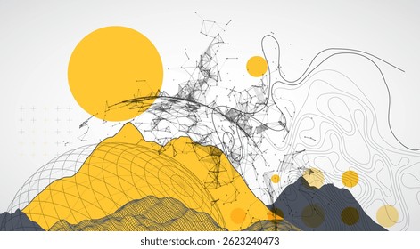 Abstract image of a wireframe sphere with a plexus effect. Science and technology creative theme. Vector.