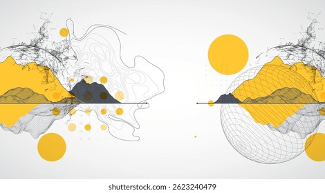 Abstract image of a wireframe sphere with a plexus effect. Science and technology creative theme. Vector.