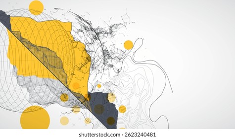 Abstract image of a wireframe sphere with a plexus effect. Science and technology creative theme. Vector.