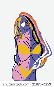 Abstract Image Woman Colorful Illustration Vector