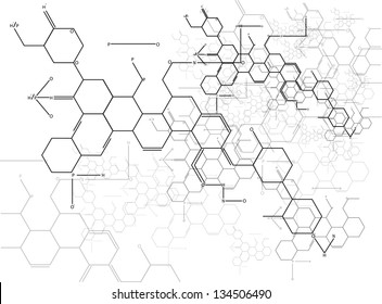 Abstract images of molecular structures in 3D. Eps 10