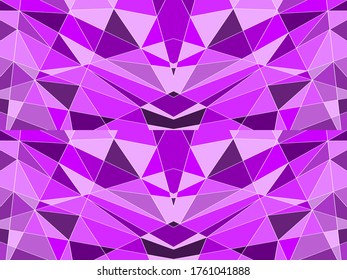 Abstract images of triangles lined up In the concept is a wild cat. The dimension of purple.