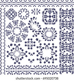 Abstract image,set of design elements, floral motif