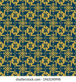 abstract Imitation gold with blue design seamless patterns. A seamless vector background. blue with Imitation gold ornament. Graphic modern pattern. Simple graphic design.
