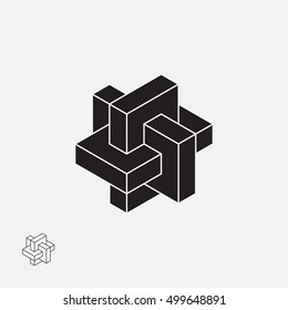 Abstract impossible object. Line design. Vector illustration EPS 10