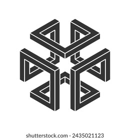 Icono de forma imposible abstracto aislado sobre fondo blanco. Ilusión óptica. Ilustración vectorial.