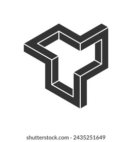Abstract impossible shape icon isolated on white background. Optical illusion. Vector illustration.
