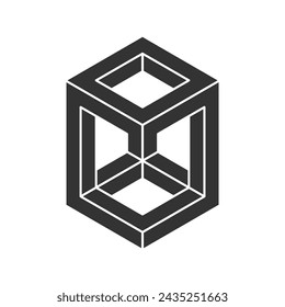 Abstract impossible shape icon isolated on white background. Optical illusion. Vector illustration.