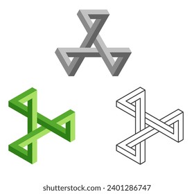 Abstract impossible shapes isolated on white background. Vector illustration.