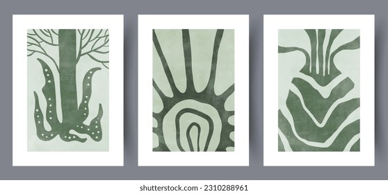 Abstract improvisation environmental wall art print. Collection, set. Wall artwork for interior design. Contemporary decorative background. Printable minimal abstract improvisation poster.