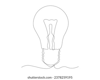 Abstract incandescent lamp continuous single line art drawing