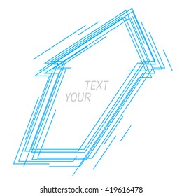 Abstract increasing arrow. Vector line illustration of growth arrow. Idea of power, energy, aspiration and progress. Dynamic blue arrow, infographic design element for internet, print, social networks