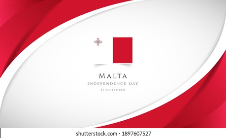 Abstract independence day of Malta country banner with elegant 3D background