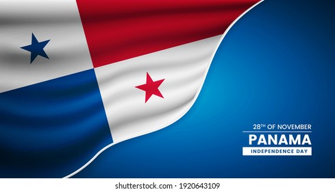 Abstract independence day of Panama background with elegant fabric flag and typographic illustration