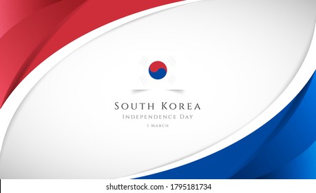 Resumen del Día de la Independencia de Corea del Sur, cartel con elegante trasfondo 3D