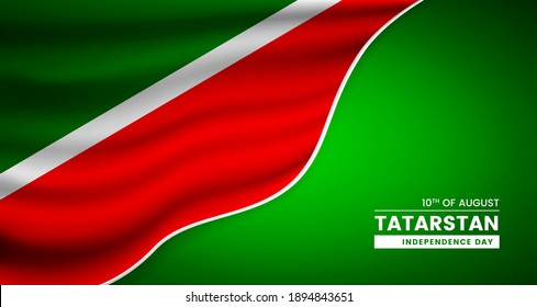 Abstract independence day of Tatarstan background with elegant fabric flag and typographic illustration