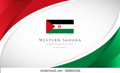 Resumen del Día de la Independencia del Sahara Occidental, cartel del país con elegantes antecedentes en 3D