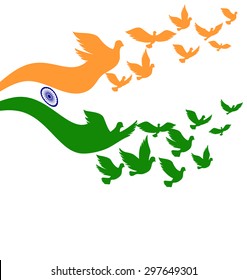 Abstract India flag with flying pigeon vector