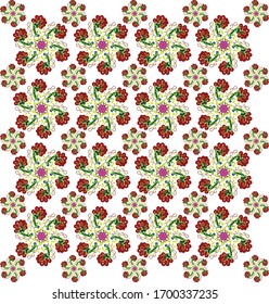Abstract india Indonesia batik background. floral pattern tile: flowers, flores, tulips, leaves. Oriental indian traditional hand painted water color whimsical seamless print, ceramic design. 