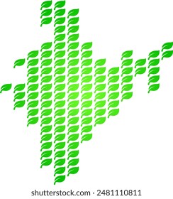 Abstract India Map Formed By Leaf Shapes

