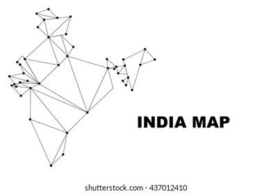 Abstract India Map Lines Connection. Vector Illustration