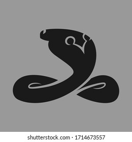 Abstract Indian cobra symbol on gray backdrop. Design element