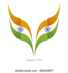 Abstract Indian eagle flag ribbon logo white background