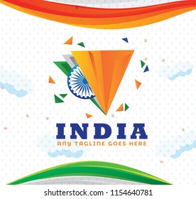 Abstract Indian Flag Background triangular shape